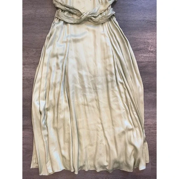 NWT Letmebe Anthropologie Sage Green Lace Trim Corset Midi Slip Dress Size M